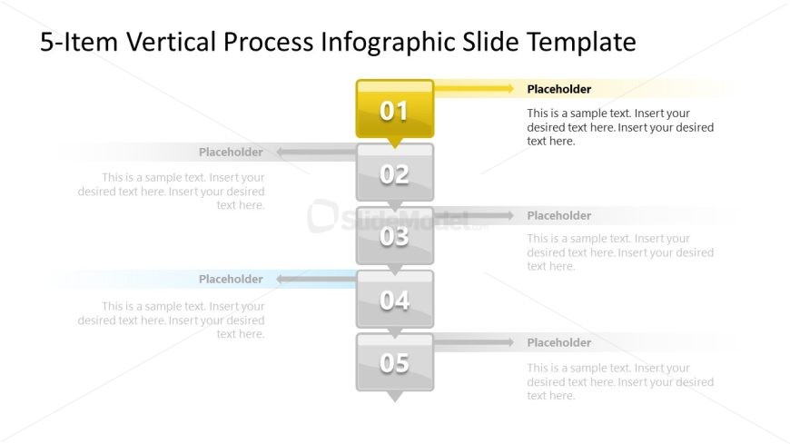 Editable 5-Item Vertical Connected Process Diagram Template 