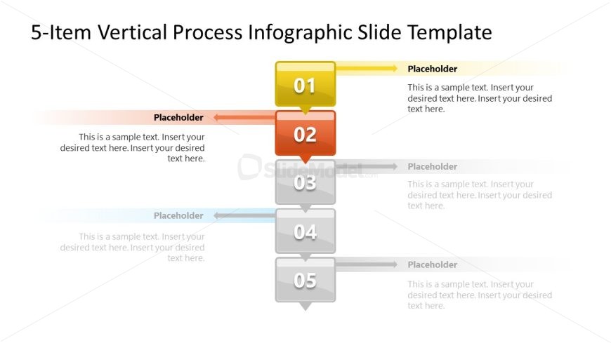 Customizable 5-Item Vertical Connected Process Diagram Template 