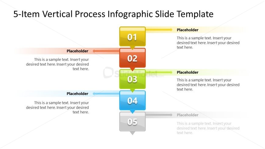 5-Item Vertical Connected Process Diagram Template for Presentation 