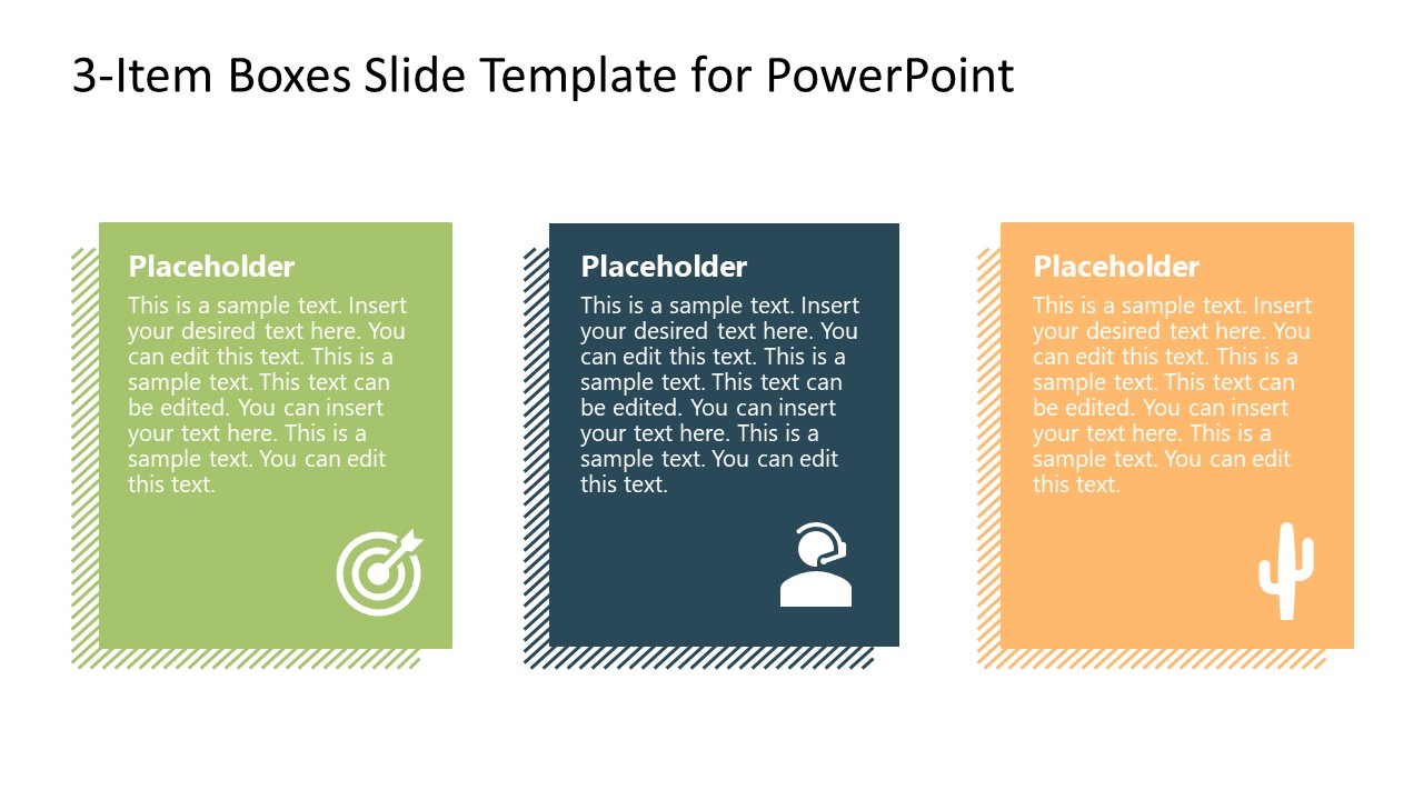 3-Item Boxes Slide Template for PowerPoint