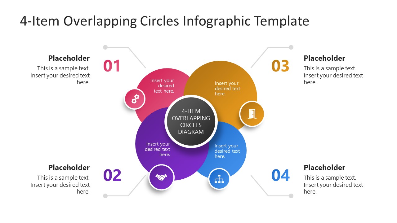 Customizable 4-Item Overlapping Circles PPT Template