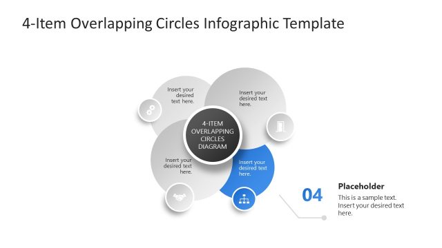 Editable 4-Item Overlapping Circles PPT Template