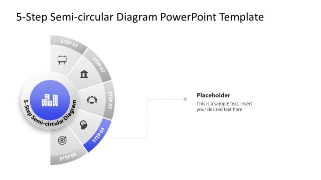 Customizable 5-Step Semi Circular Diagram Presentation Template