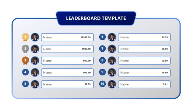 Editable 10-Person Leaderboard PPT Slide Deck