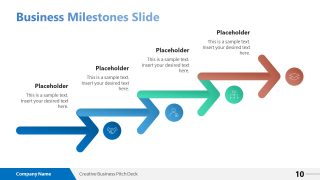 Template Slide with Four Continued Arrows for Business Milestones Presentation