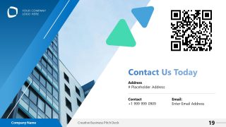 Editable QR & Contacting Details Slide Template for PowerPoint
