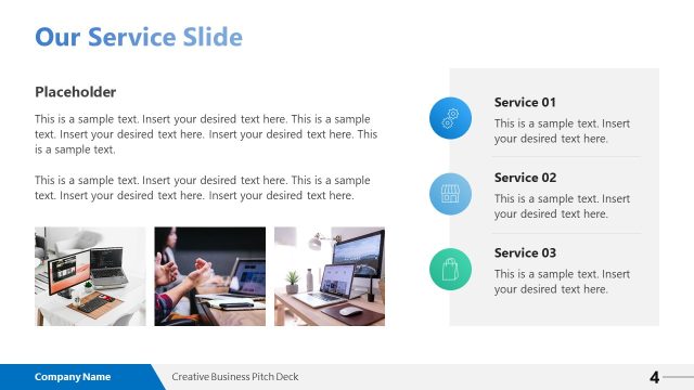 Our Services Slide with Three List Items