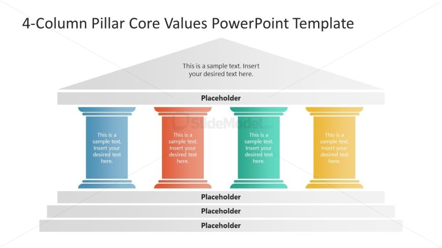 4-Column Pillar Core Values Template PPT Slide