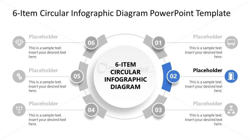 Slide with Spotlight Effect - 6-Item Circular Infographic Template