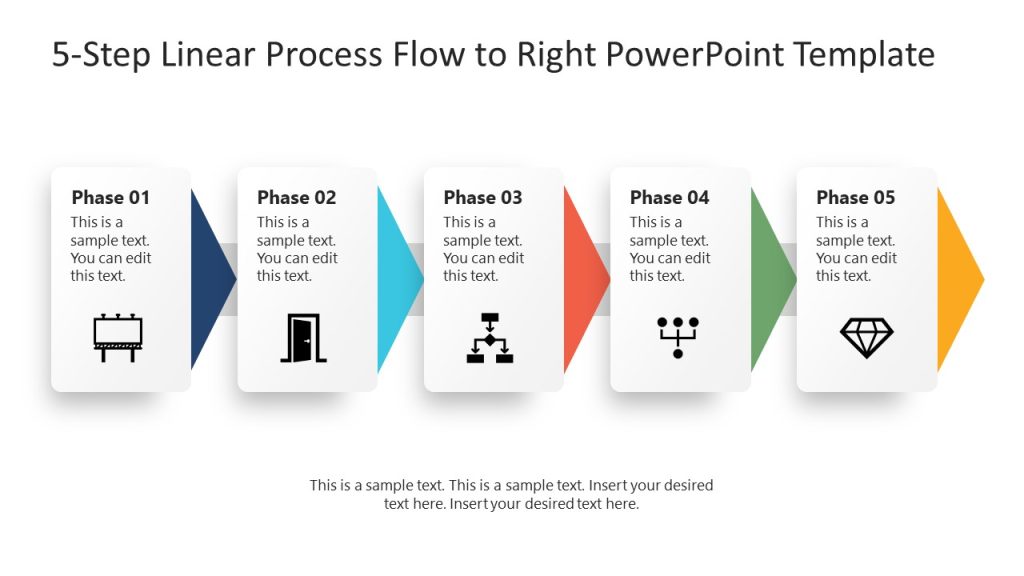 5-Step Linear Process Flow to Right Presentation Template - SlideModel