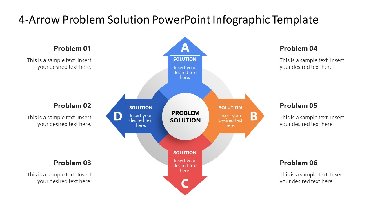 Title Slide - 4-Arrow Problem Solution PowerPoint Template