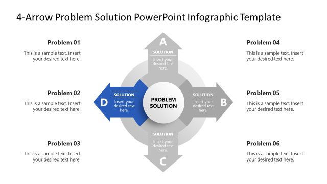 Color Highlight Slide – 4-Arrow Problem Solution Template