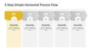 5-Step Simple Horizontal Process Flow Template for Presentation 