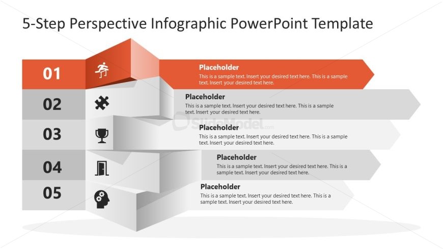 Editable 5-Step Perspective Infographic PPT Template