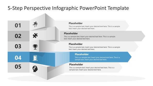 Editable 5-Step Perspective Infographic Template – Blue Bar Slide