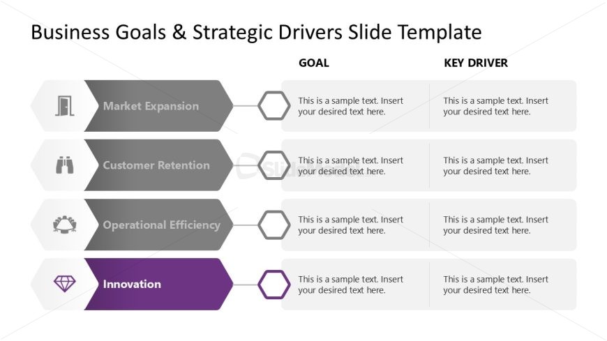 4-Item Business Goals Diagram Slide Template