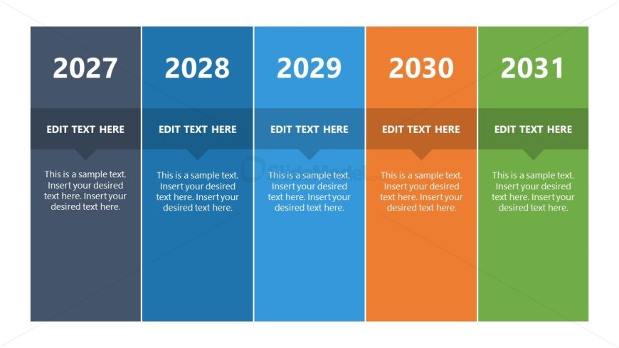Horizontal 5-Year Infographic PowerPoint Template