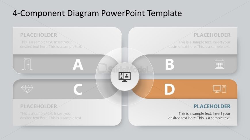 4-Component Diagram Template for PowerPoint