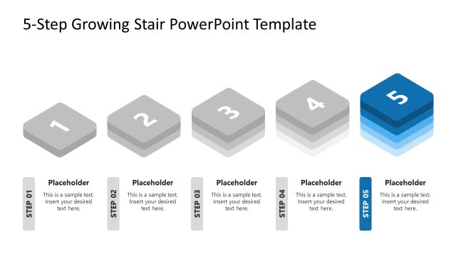 5-Step Growing Stair with Placeholder Text