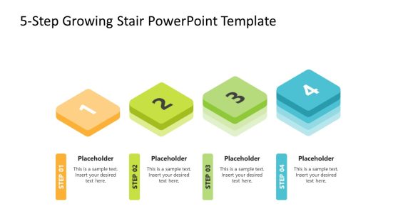 4-Step Growing Stair PowerPoint Template