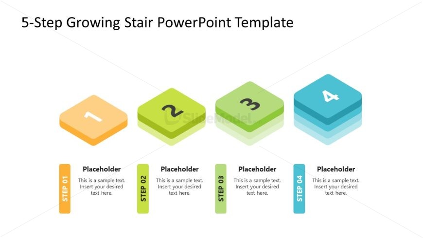 4-Step Growing Stair Template for PowerPoint