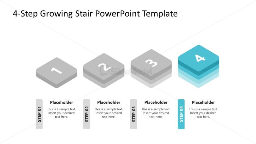Spotlight Effect Slide - 4-Step Growing Stair Diagram