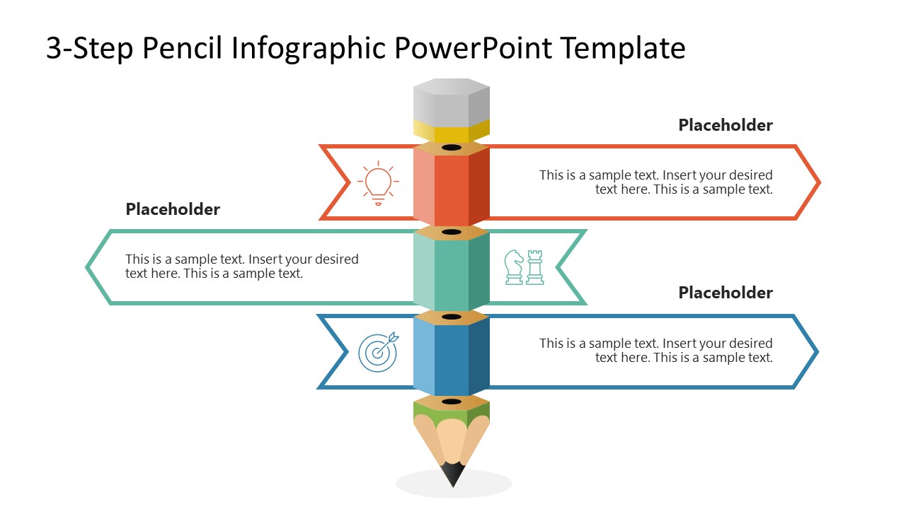 Engaging 3-Step Pencil Infographic PowerPoint Slide 
