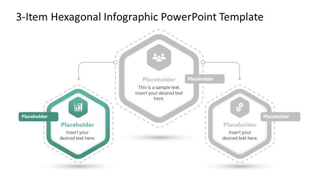 Customizable 3-Item Hexagonal Infographic PPT Template