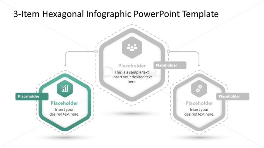3-Item Hexagonal Infographic PowerPoint Slide