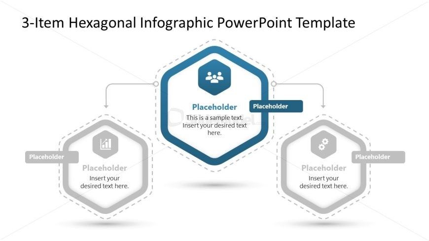 3-Item Hexagonal Infographic Template for PowerPoint