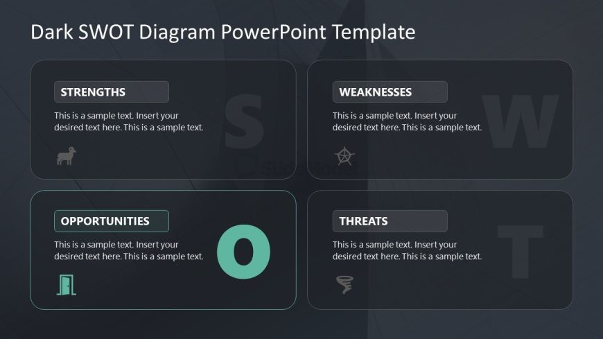 Slide for Opportunities - Dark SWOT Analysis PPT Template