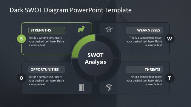 Strengths Slide – Creative Dark SWOT Analysis PPT Template