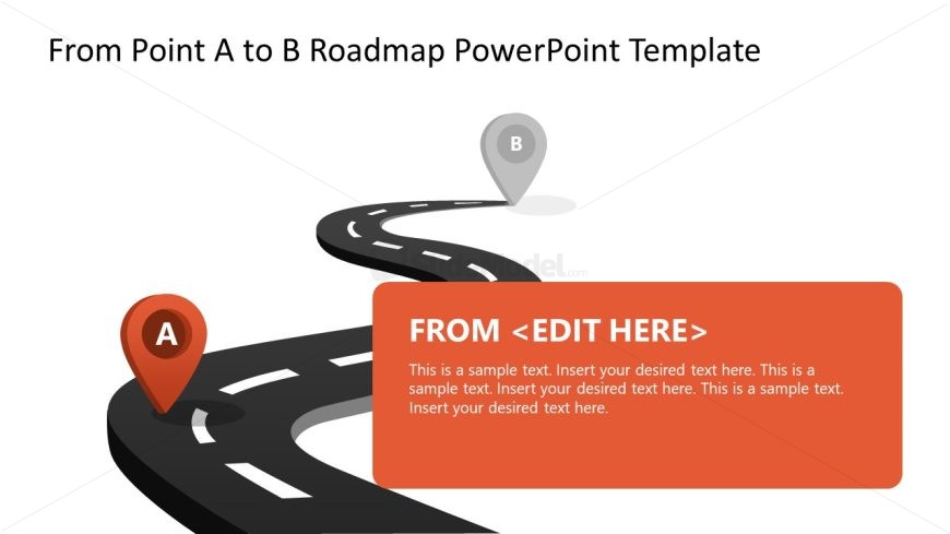 From A to B Roadmap Template PPT Slide