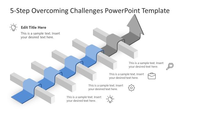Customizable 5-Step Overcoming Challenges PPT Template