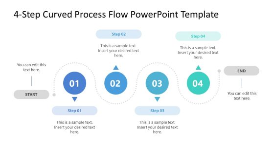 4-Step Curved Process Flow PowerPoint Template