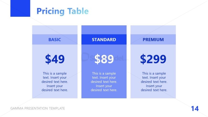 Slide with Three Columns - Gamma Business Presentation Template