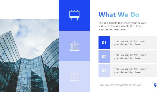 What We Do PPT Slide with Graphical Icons – Gamma Business Template