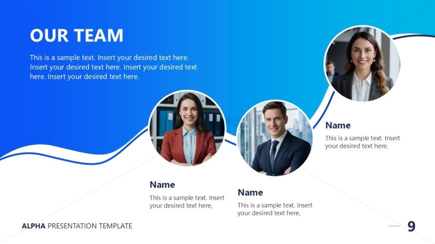 Alpha PPT Template - Team Members Display Slide