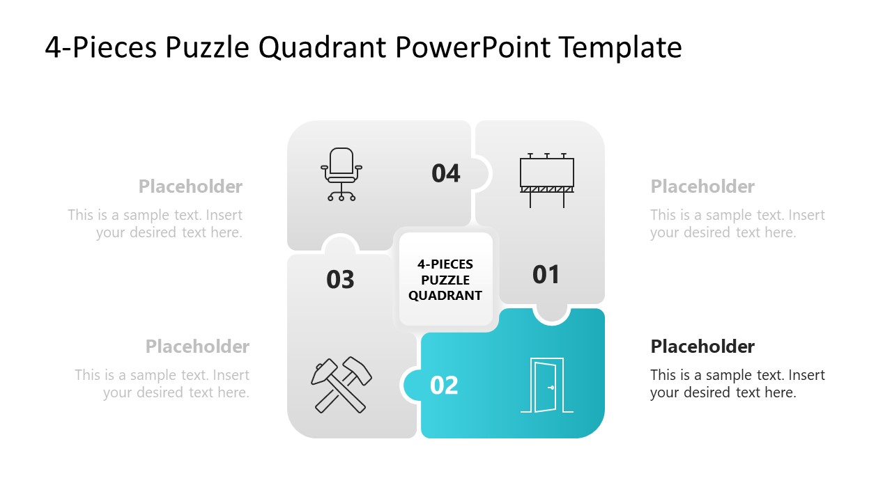 4-Item Puzzle Pieces PowerPoint Template