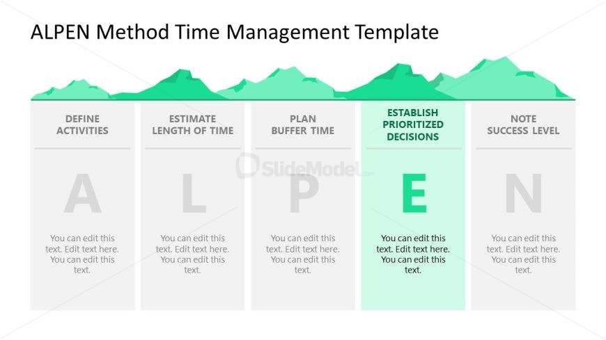ALPEN Method Time Management PPT Layout
