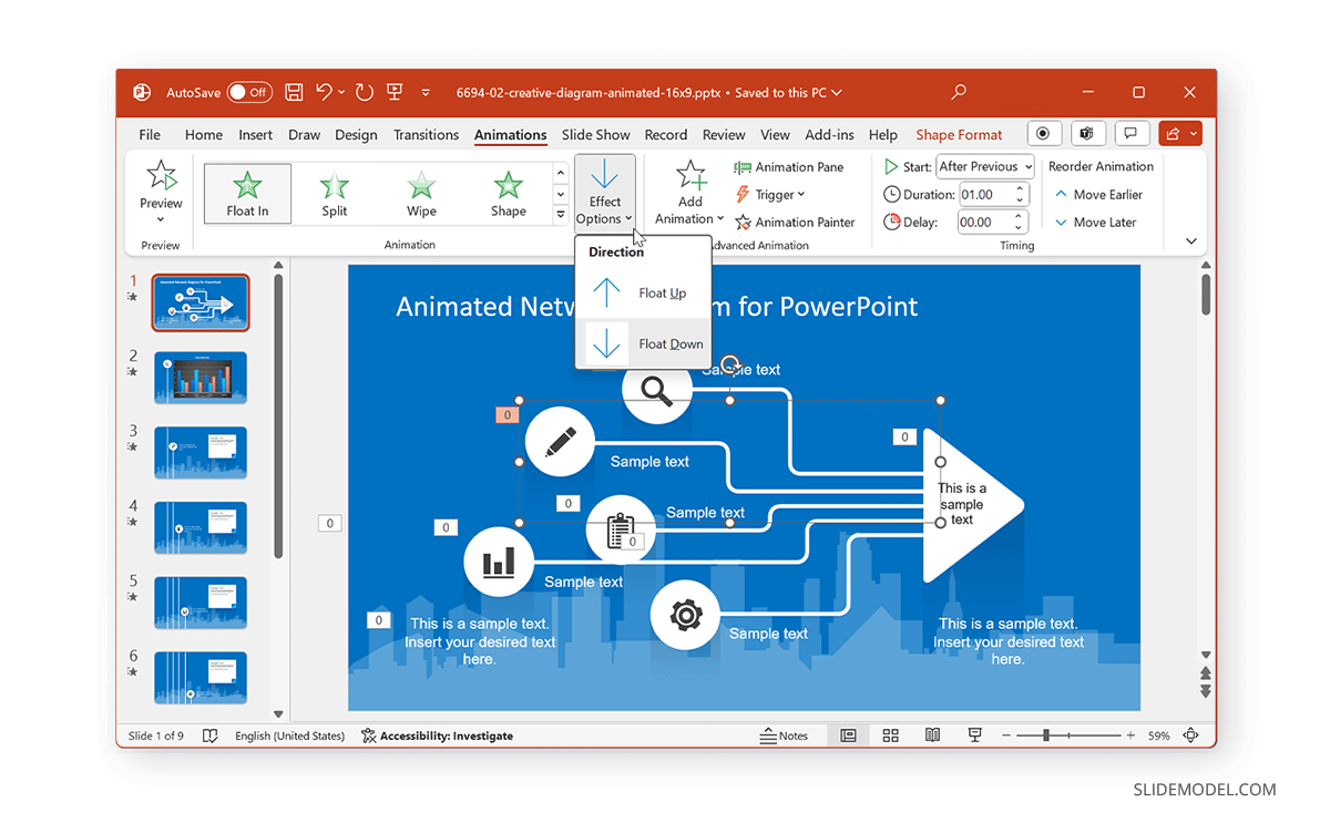 Order PowerPoint animation options