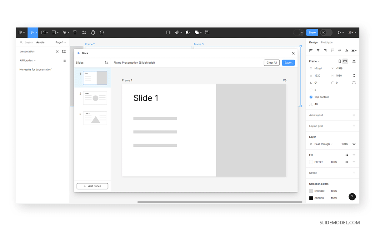 Using Deck plugin to export a Figma presentation to PowerPoint
