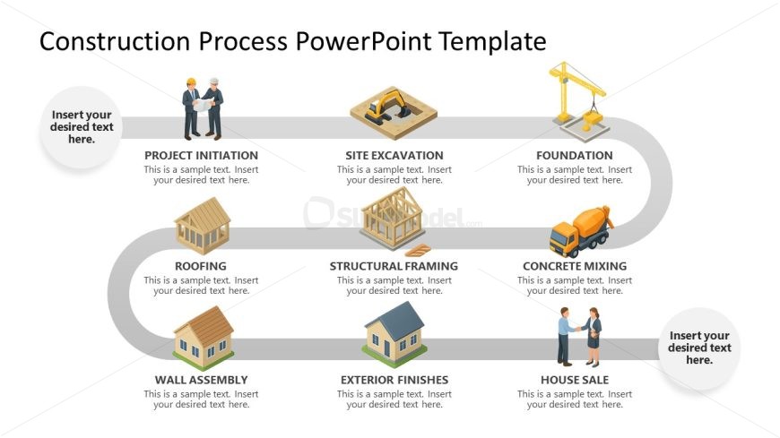 Editable Construction Process Diagram Slide for PPT