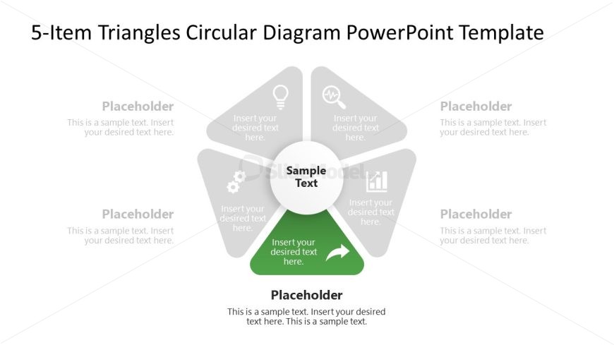 Customizable 5-Item Triangles PPT Template