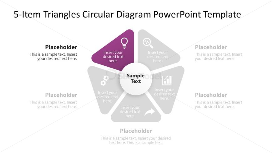 5-Item Triangles PPT Slide Template
