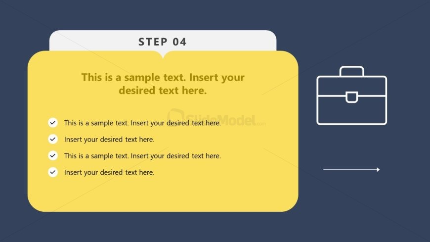 5-Item Horizontal Step-by-Step Cards Template Slide