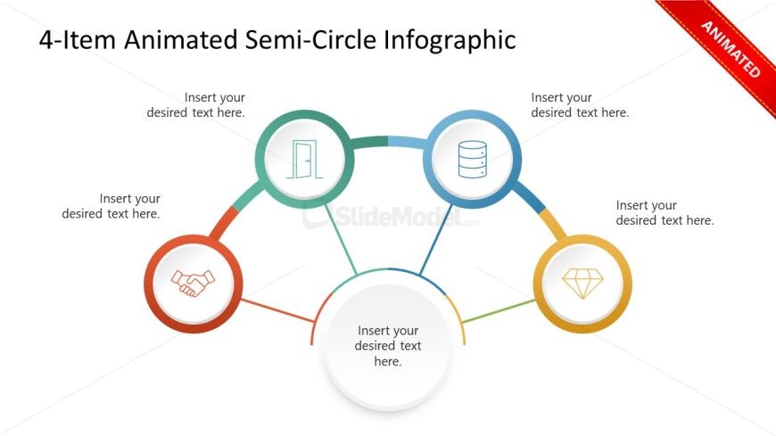 4-Item Animated Semi Circle Infographic Presentation Slide
