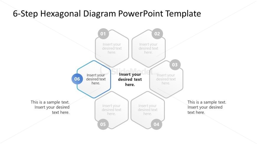 6-Step Hexagonal Diagram with Blue Outlines