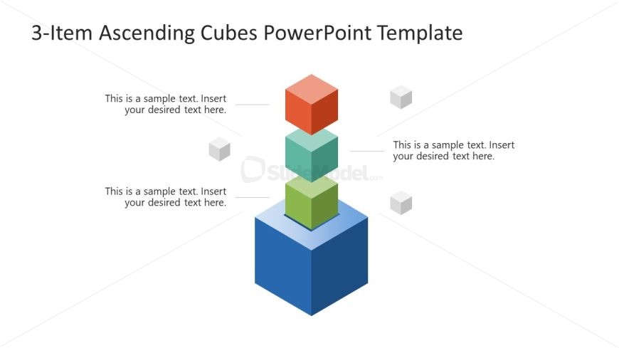 3-Item Ascending Cubes Template for PowerPoint