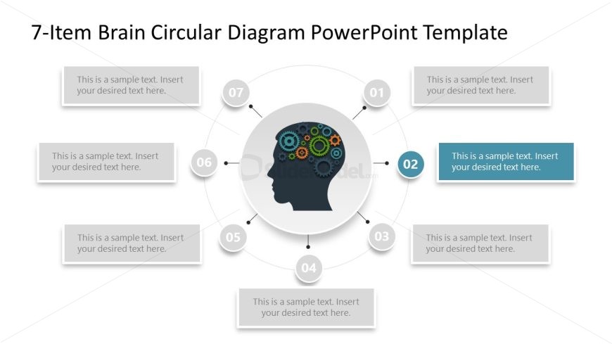 7-Item Brain Circular Diagram Template for Presentation